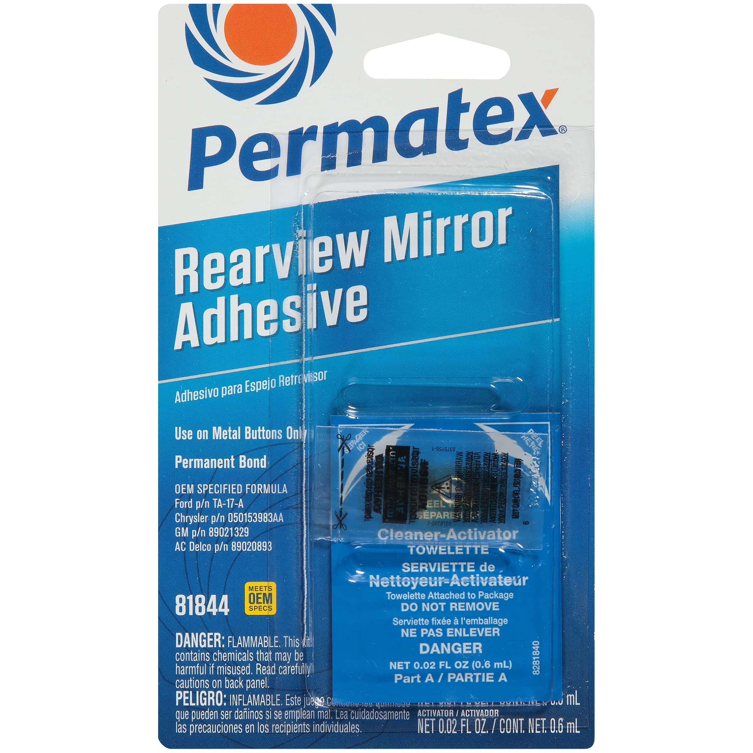 Permatex Rearview Mirror Adhesive, Adhesive .3ml/Primer .6ml (81844)