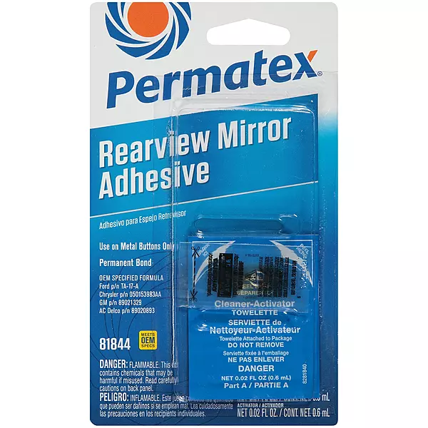 Permatex Rearview Mirror Adhesive, Adhesive .3ml/Primer .6ml (81844)