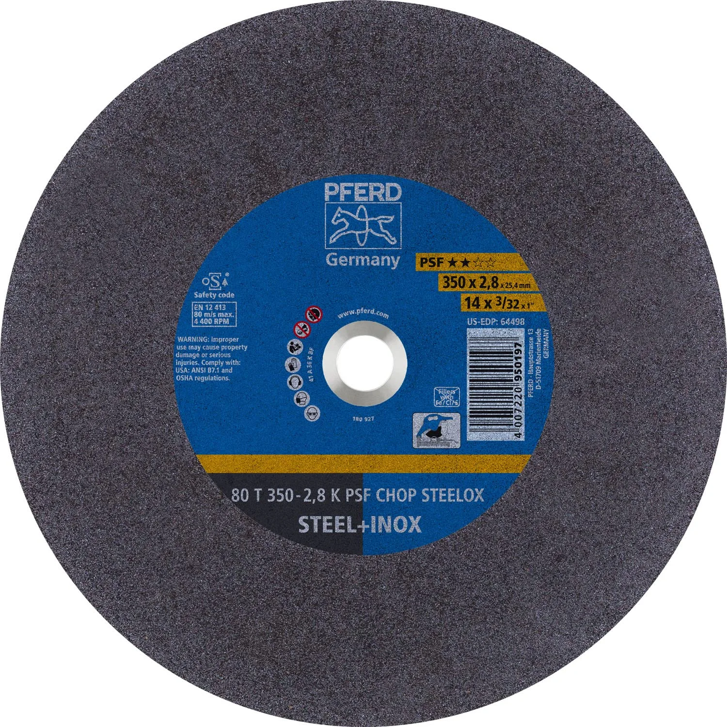 14" x 3/32" Cut-Off Wheel, 1" A.H. K - PSF CHOP STEELOX