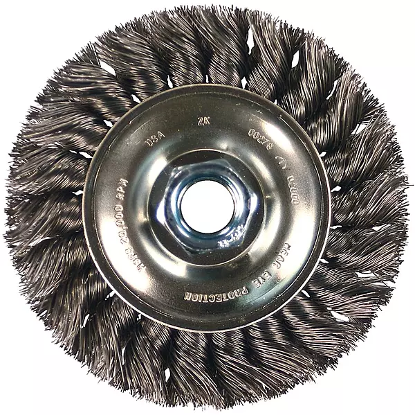 PFERD 82283 Power Knot Wire Wheel Brush with Standard Twist, Threaded Hole, Stainless Steel Bristles, 4" Diameter