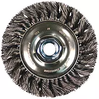 PFERD 82283 Power Knot Wire Wheel Brush with Standard Twist, Threaded Hole, Stainless Steel Bristles, 4" Diameter