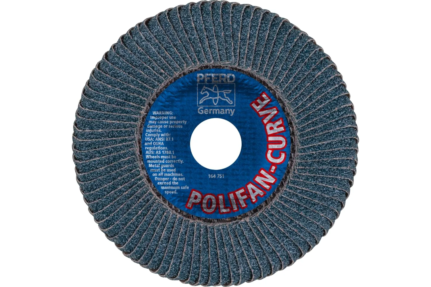 PFERD POLIFAN® Curve Flap Disc - 5" x 5/8-11, 40 Grit Zirconia Alumina, Type 27 (67216)