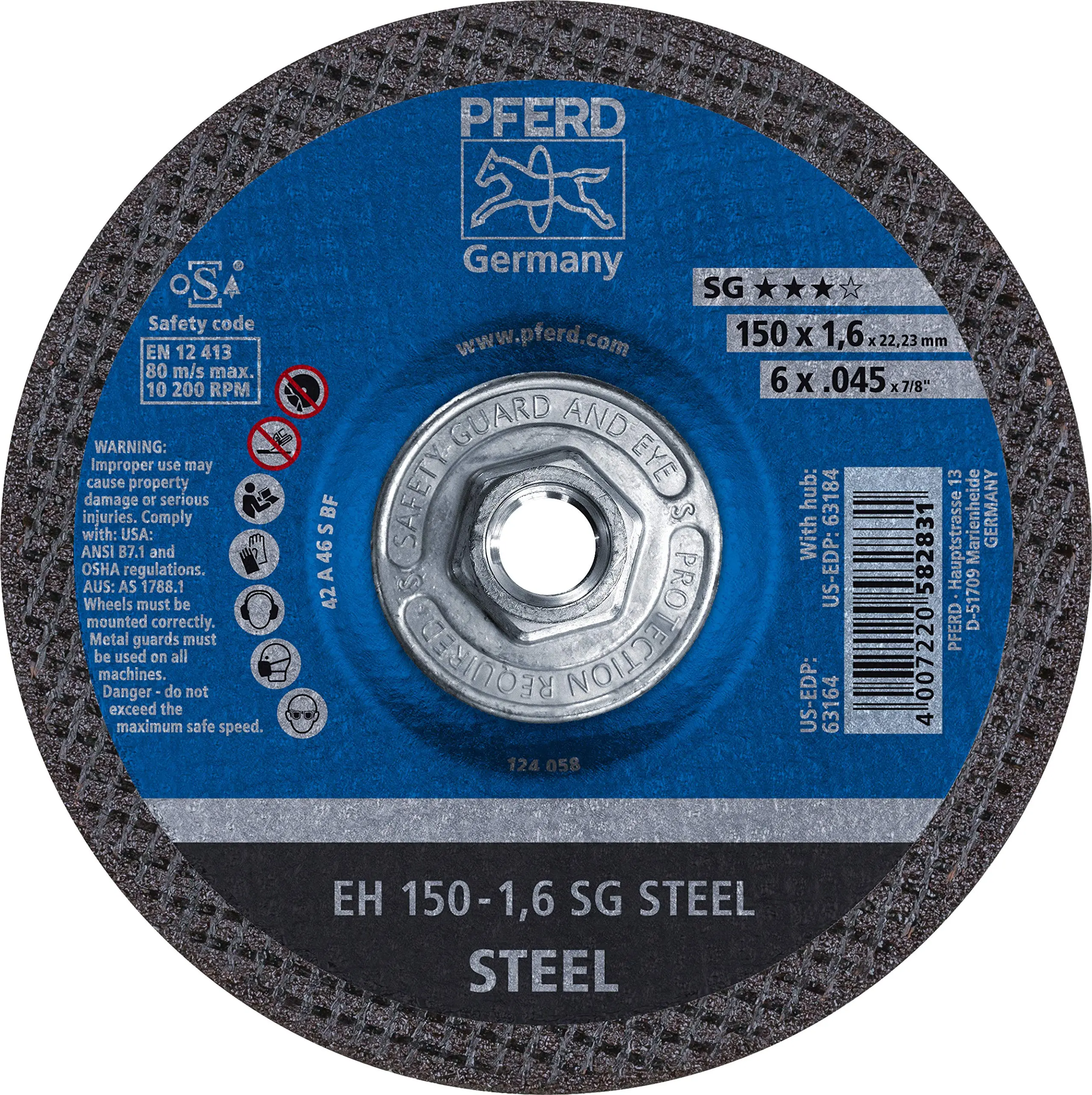 6" x .045" Cut-Off Wheel, 5/8-11 Thread A 46 S SG - Type 27