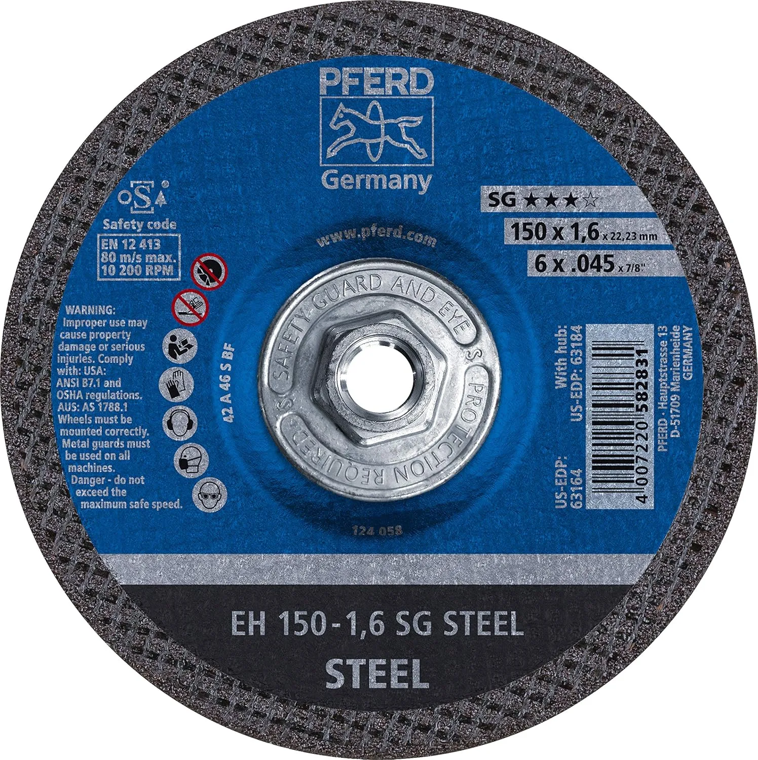 6" x .045" Cut-Off Wheel, 5/8-11 Thread A 46 S SG - Type 27