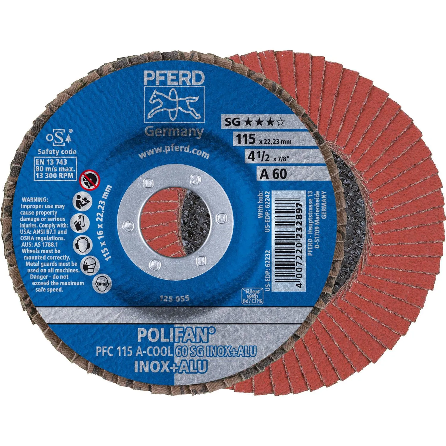 Pferd 62232 4-1/2 X 7/8 Polifan SG A-cool Conical 60g