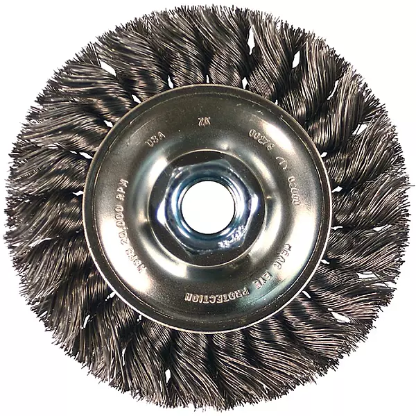 Pferd 81657 Single Row Power Knot Wire Wheel Brush with Standard Twist and Standard Flag, Round Hole, Carbon Steel Bristles