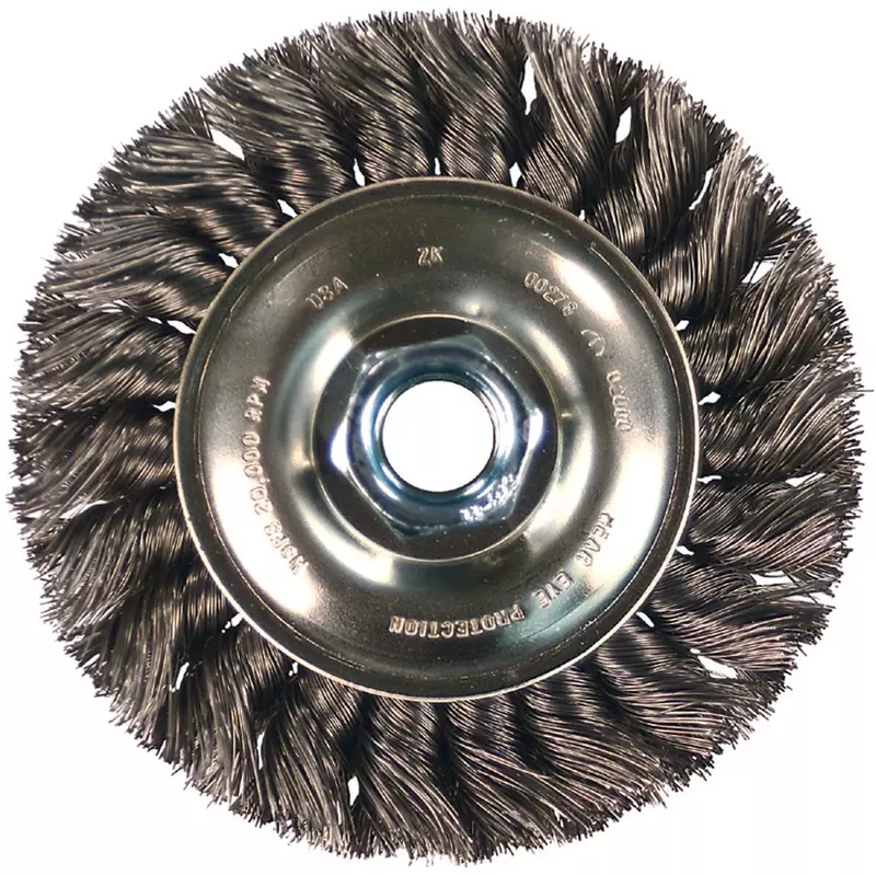 Pferd 81657 Single Row Power Knot Wire Wheel Brush with Standard Twist and Standard Flag, Round Hole, Carbon Steel Bristles