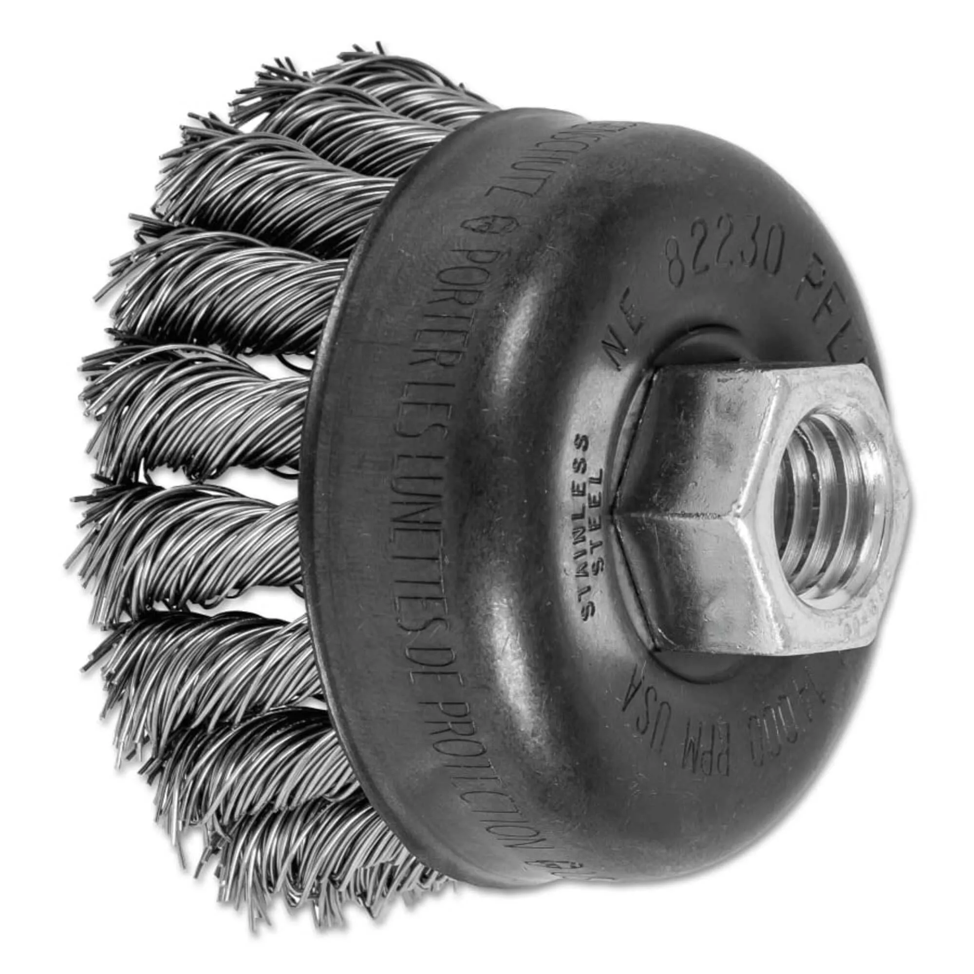 PFERD Single Row Power Knot Cup Wire Brush with External Nut and Standard Twist (Threaded Hole 5/8-11)