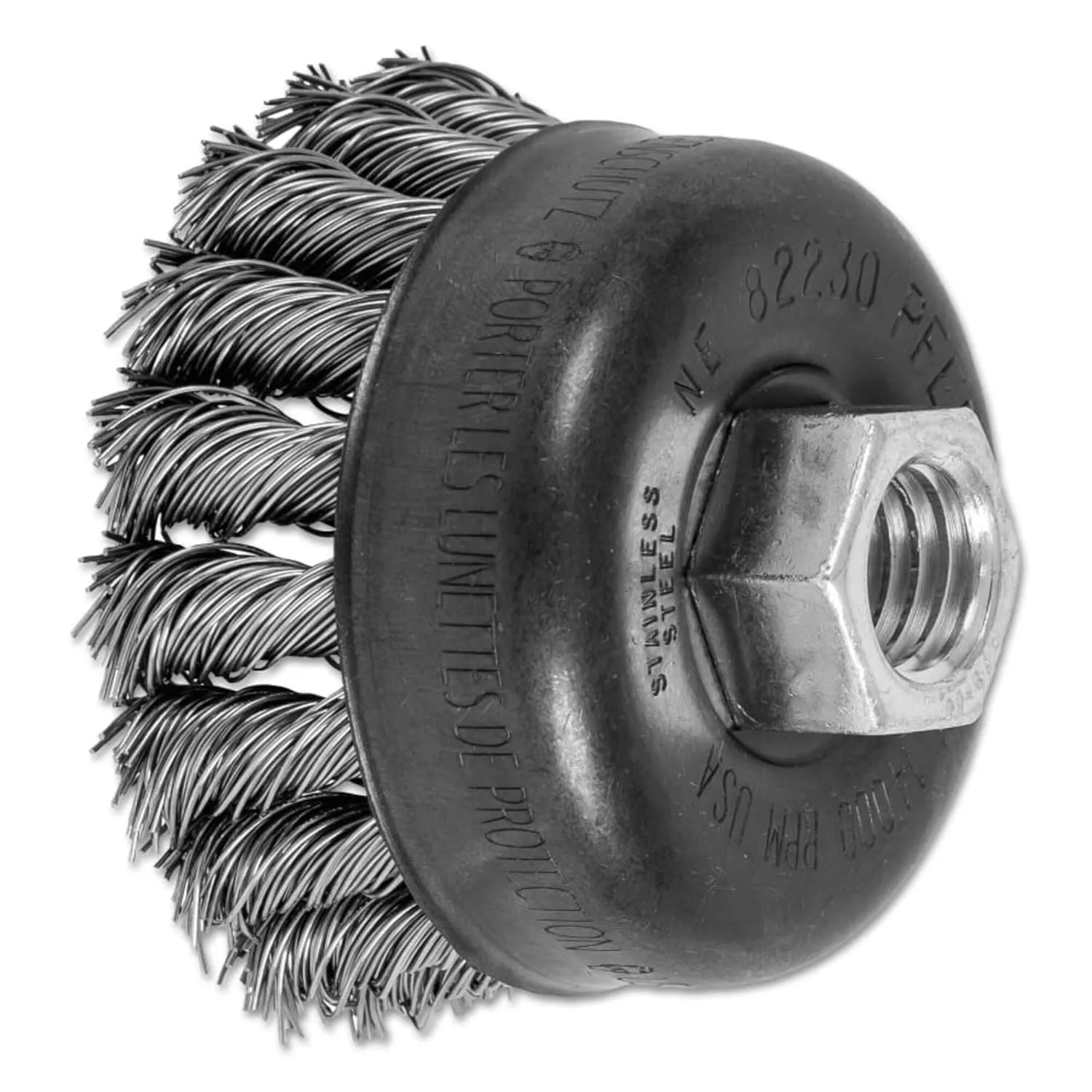 PFERD Single Row Power Knot Cup Wire Brush with External Nut and Standard Twist (Threaded Hole 5/8-11)