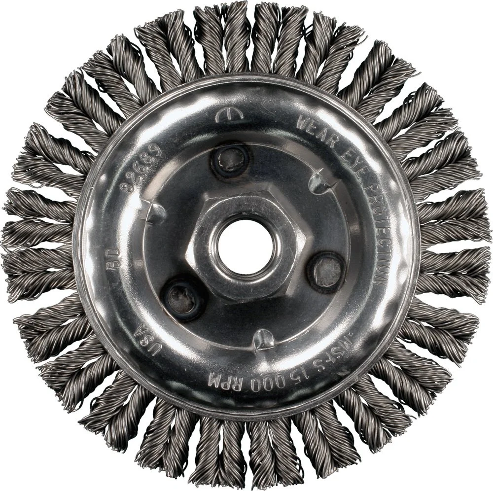 Pferd 82392 Combitwist Power Knot Wheel Brush with Stringer Bead Twist, Threaded Hole, Carbon Steel Bristles