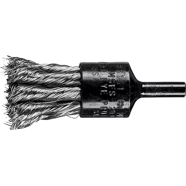 Pferd 83151 Stem Mounted Straight Cup Power Knot Wire End Brush, Round Shank, Stainless Steel Bristles, 3/4" Diameter