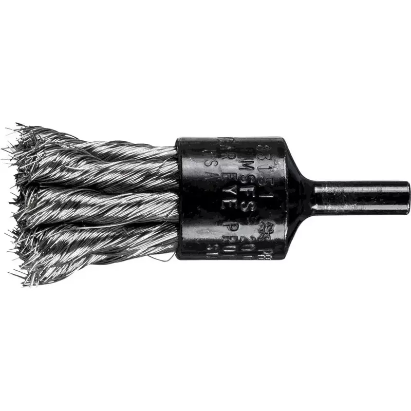 Pferd 83151 Stem Mounted Straight Cup Power Knot Wire End Brush, Round Shank, Stainless Steel Bristles, 3/4" Diameter