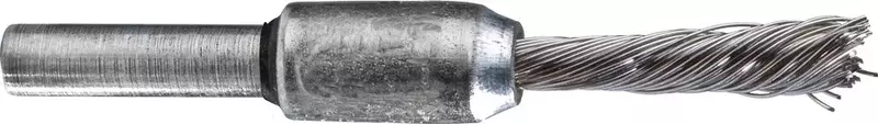 PFERD 83283 Singletwist Stem Mounted Power Knot End Brush with Coated Cup, Round Shank, Stainless Steel Bristles