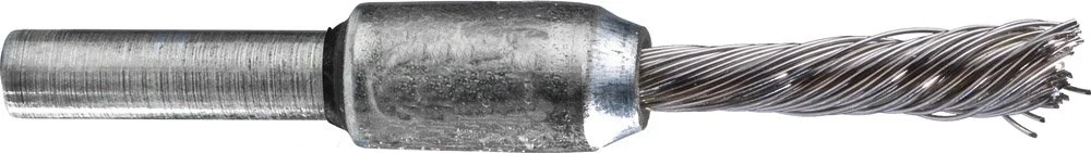 PFERD 83283 Singletwist Stem Mounted Power Knot End Brush with Coated Cup, Round Shank, Stainless Steel Bristles