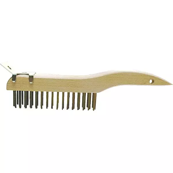 PFERD 85034 Shoe Handle Scratch Brush w/Scraper 4x16 Rows CS Wire Wood Block (12pk)