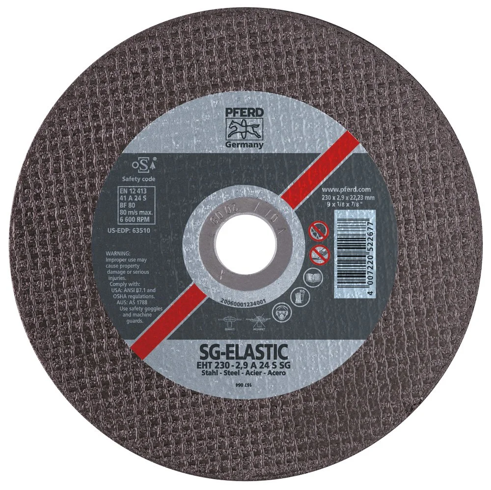 PFERD 63510 Flat Cut-Off Wheel, Type 1, Aluminum Oxide A, 9" x 1/8" Bore 7/8" (Pack of 25)