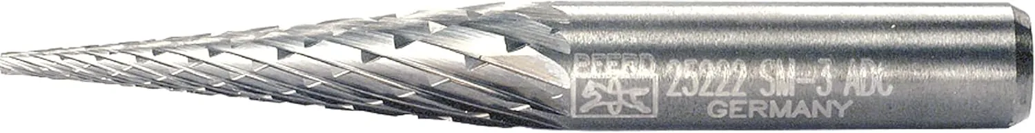 Carbide Bur - Cone (Pointed), Double Cut 1/4 x 1 x 1/4 Shank - SM-3