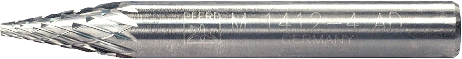 Carbide Bur - Cone (Pointed), DBL Cut 1/4" x 1/2" x 1/4" Shank - SM-1