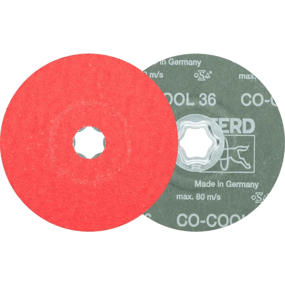 PFERD COMBICLICK® Fibre Disc, Ceramic Oxide CO-Cool, 5" Diameter, 12200 RPM, 36 Grit (Pack of 25) - Part 40733