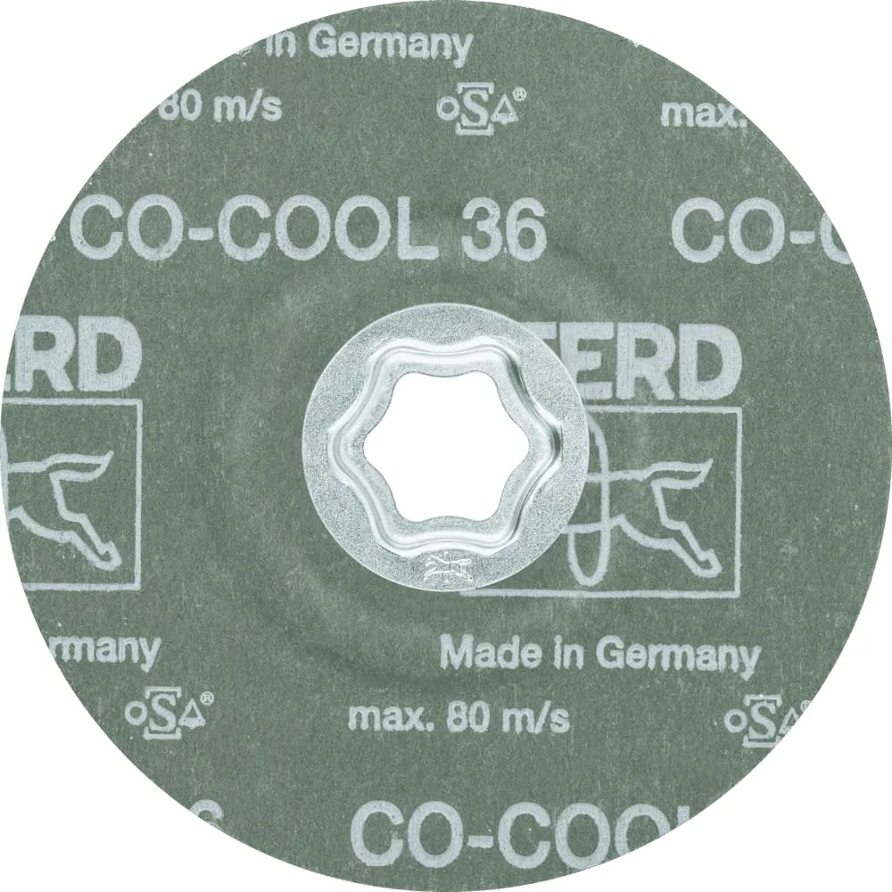 PFERD COMBICLICK® Fibre Disc, Ceramic Oxide CO-Cool, 5" Diameter, 12200 RPM, 36 Grit (Pack of 25) - Part 40733