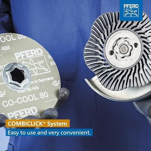 PFERD COMBICLICK® Fibre Disc, Ceramic Oxide CO-Cool, 5" Diameter, 12200 RPM, 36 Grit (Pack of 25) - Part 40733