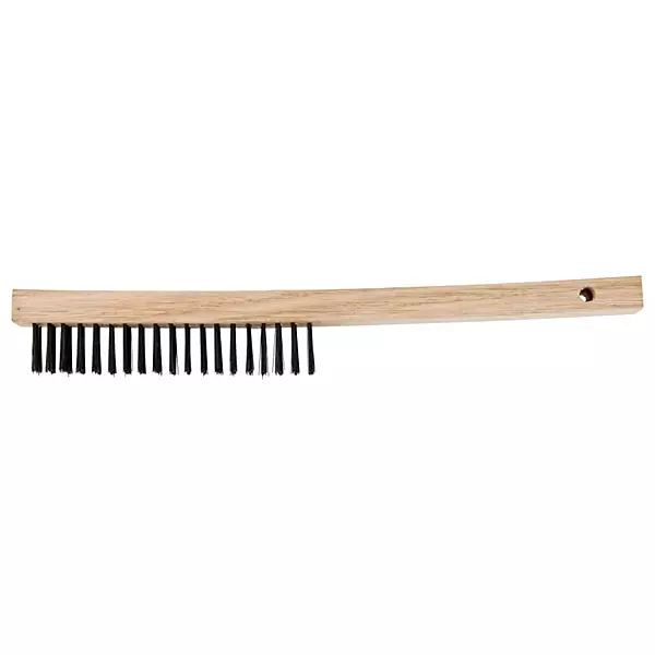 PFERD 85045 Economy Line Curved Handle Scratch Brush, .012 Carbon Steel, 3 x 19 Wire Rows