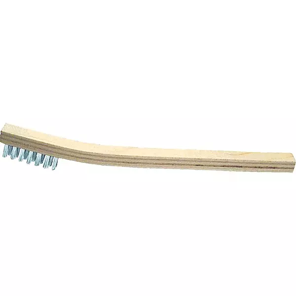 PFERD Welders Toothbrush, 3 Rows x 7 Columns, Stainless Steel, Wood Curved Handle (85055)