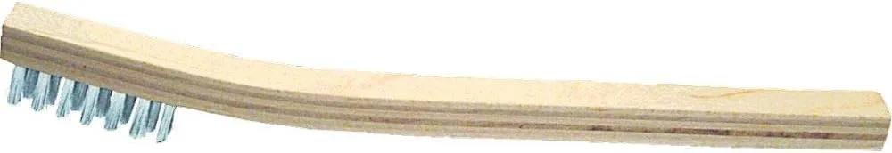 PFERD Welders Toothbrush, 3 Rows x 7 Columns, Stainless Steel, Wood Curved Handle (85055)