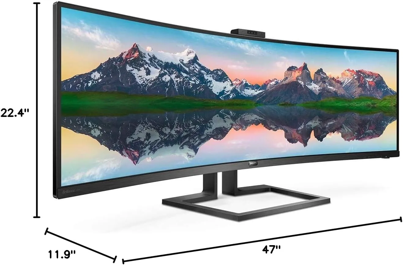 Philips Brilliance 499P9H 49" SuperWide Curved Monitor, Dual QHD 5120x1440, USB-C Docking & KVM