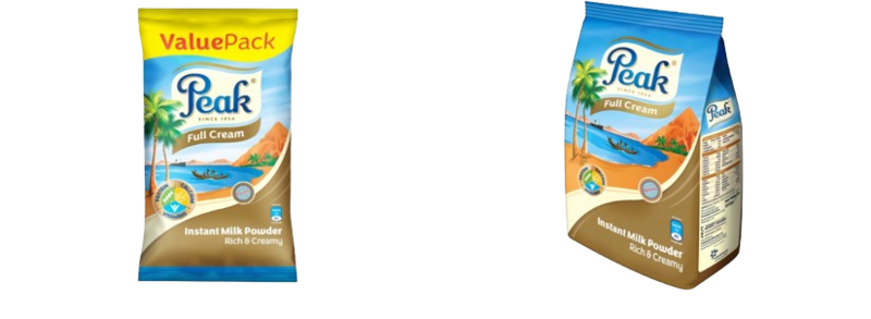 Peak Instant Milk Powder sachets 350g & 800g