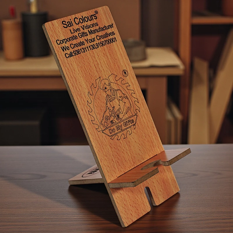 Personalized Wooden Mobile Phone Stand - Laser Engraved