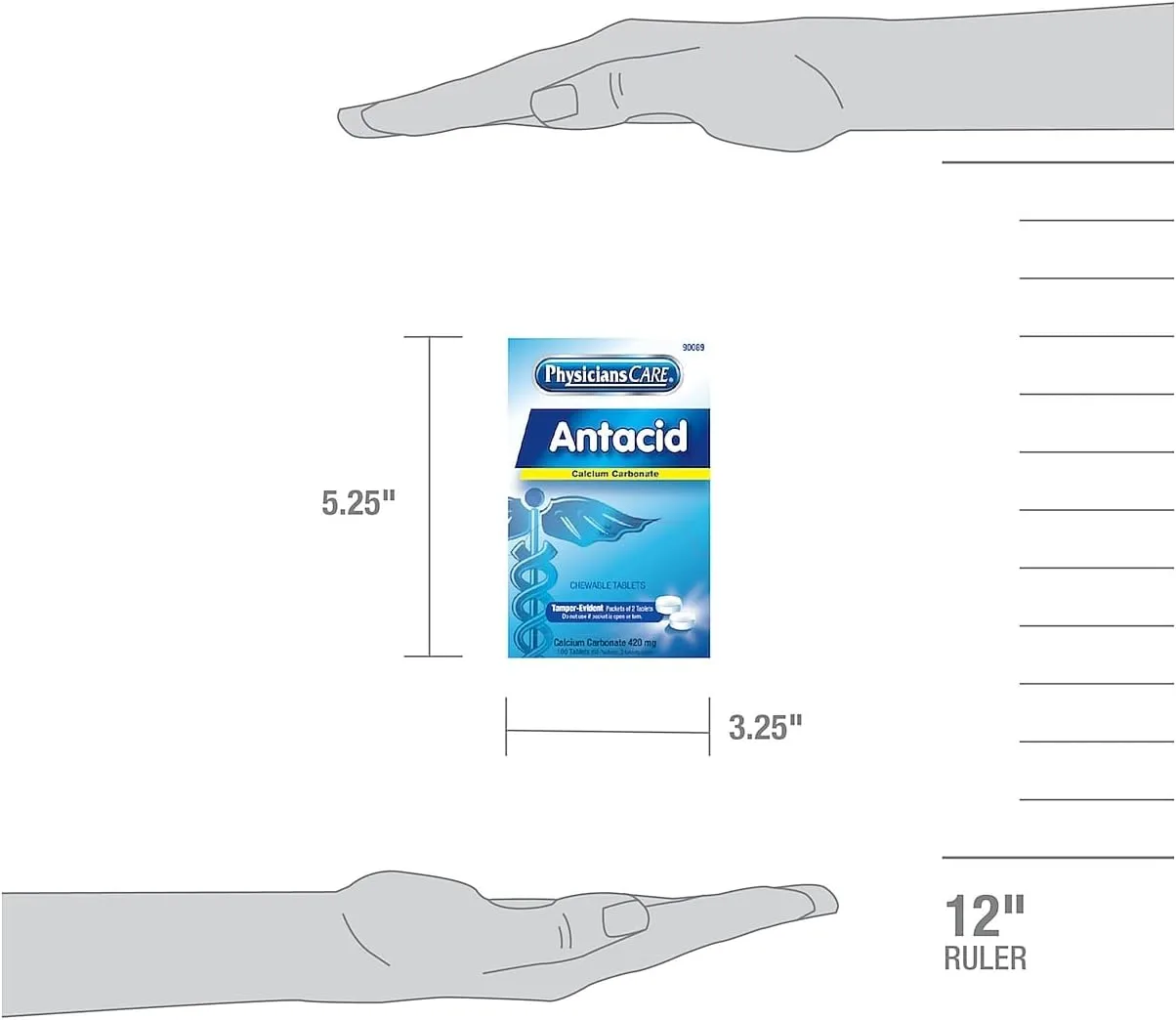 PhysiciansCare Antacid Heartburn Medication (Compare to Tums), 50 Doses of Two Tablets, 420 mg