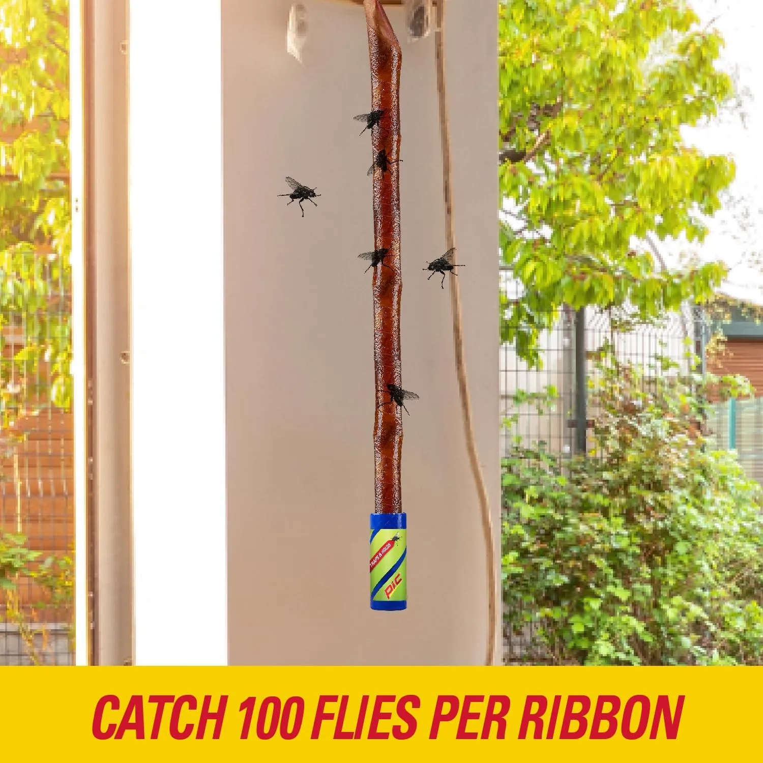 PIC FR10B 69060216325 Fly Ribbons Fruit Fly Traps for Indoors and Outdoors, Bug Trap for Winged Insects, Set of 10