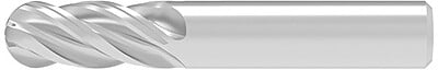 Standard Performance Solid Carbide 4 Flute Ball Nose End Mill(01563.05000.R04.R00782.)