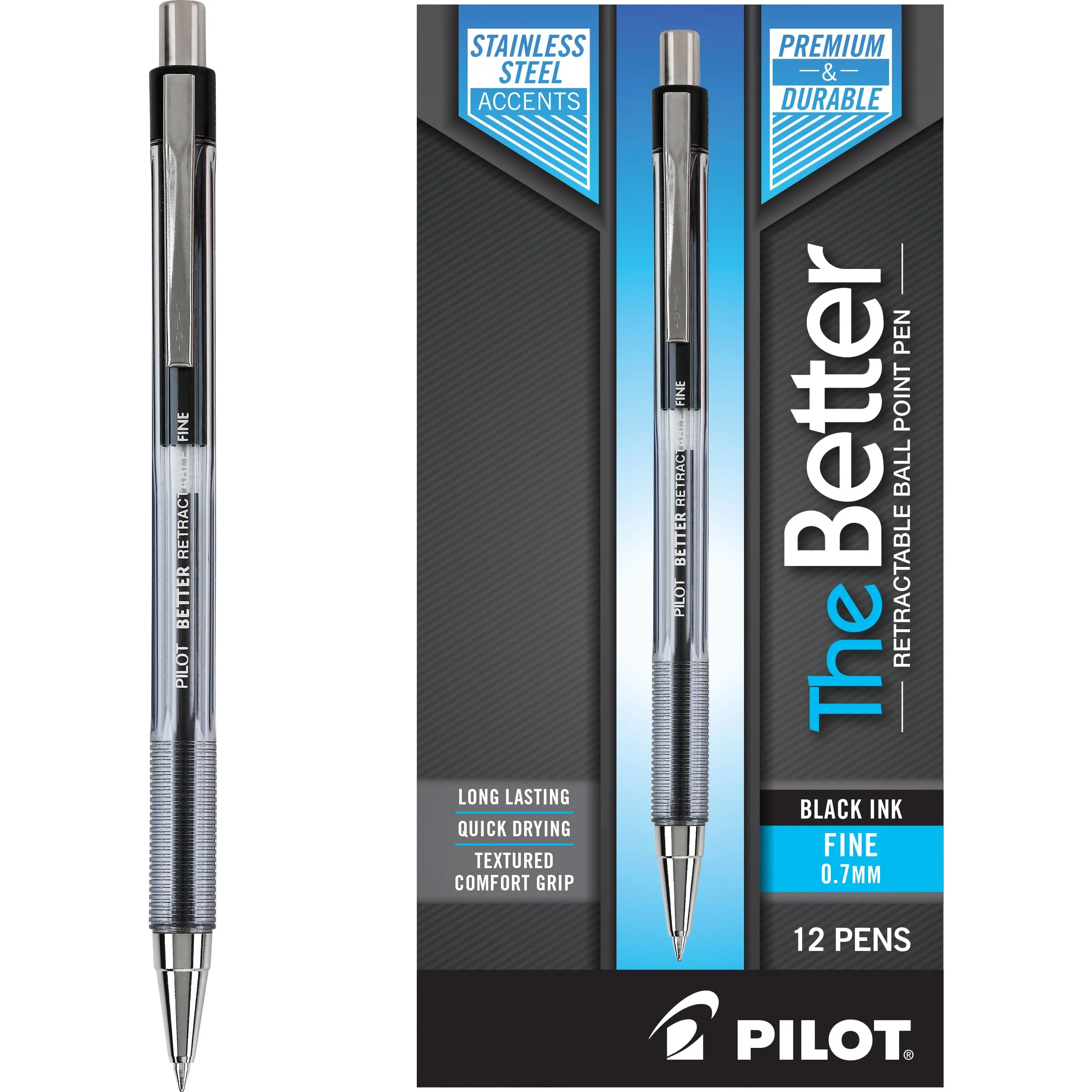 PILOT Better Retractable Ballpoint Pens, Refillable