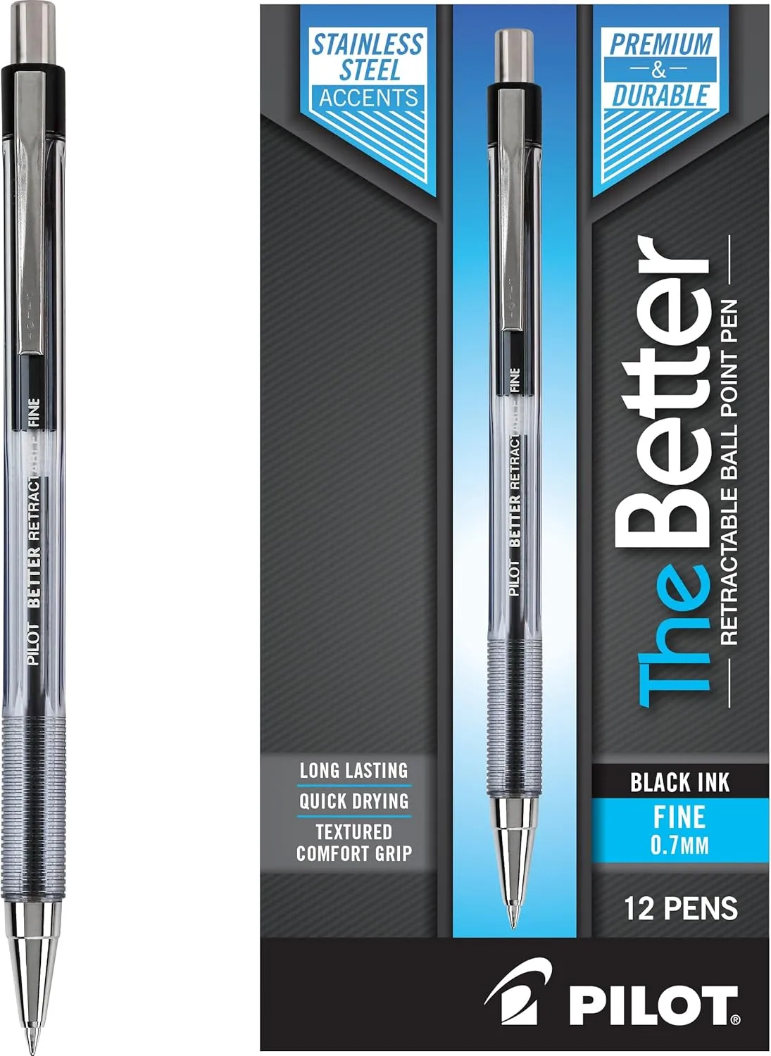 PILOT Better Retractable Ballpoint Pens, Refillable
