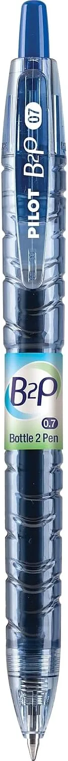 PILOT B2P Bottle-2-Pen Recycled Retractable Gel Ink Pen, Blue Ink, .7mm, (Pack of 12) (31601)