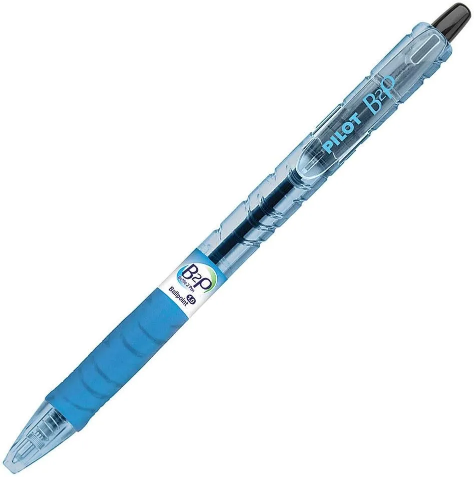 Pilot® B2P "Bottle To Pen" Retractable Ballpoint Pens, Medium Point, 1.0 mm, 86% Recycled, Translucent Blue Barrels