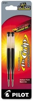 Refill For Dr. Grip Center Of Gravity Pen, Medium, Black Ink, 2/pack