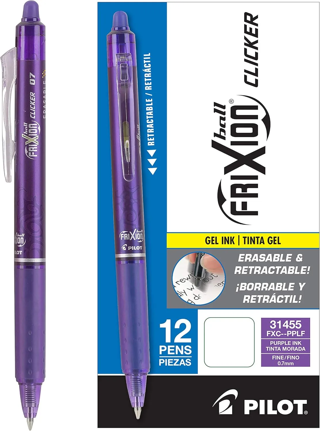 PILOT FriXion Clicker Erasable Gel Pens 0.7 mm Fine