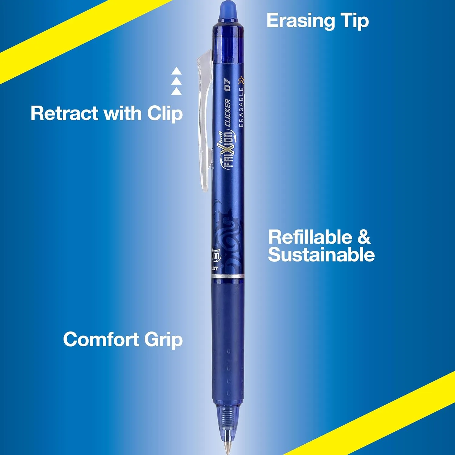 PILOT FriXion Clicker Erasable, Refillable & Retractable Gel Ink Pens, Fine Point, Black/Blue/Red Inks, 3-Pack (31467) Gel Pens