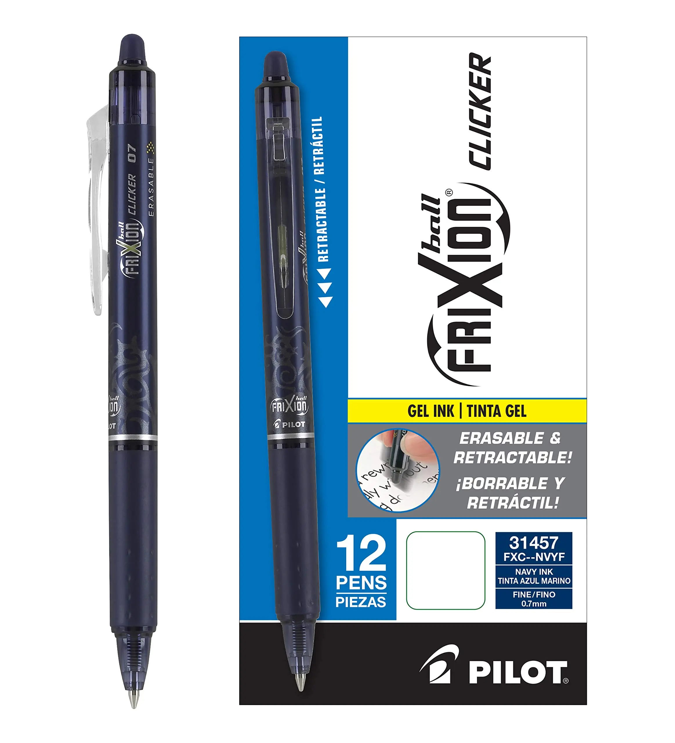 PILOT FriXion Clicker Erasable Gel Pens 0.7 mm Fine