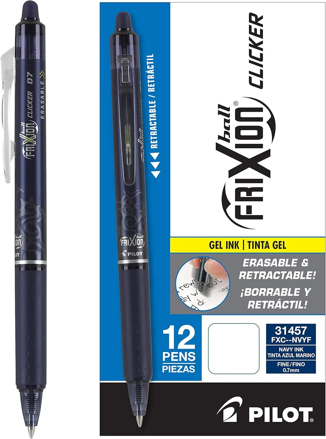 PILOT FriXion Clicker Erasable Gel Pens 0.7 mm Fine