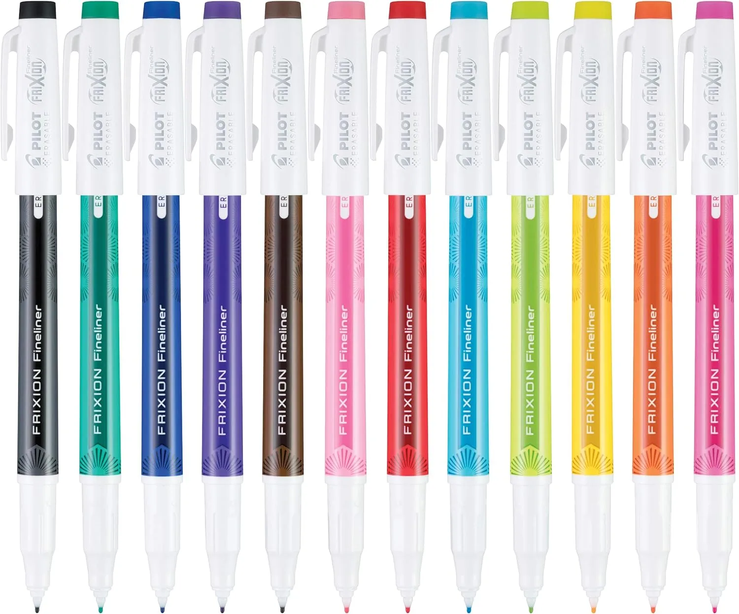 Pilot FriXion Fineliner Erasable Marker Pens, Fine Point .7 mm, Pack of 12, Assorted Colors