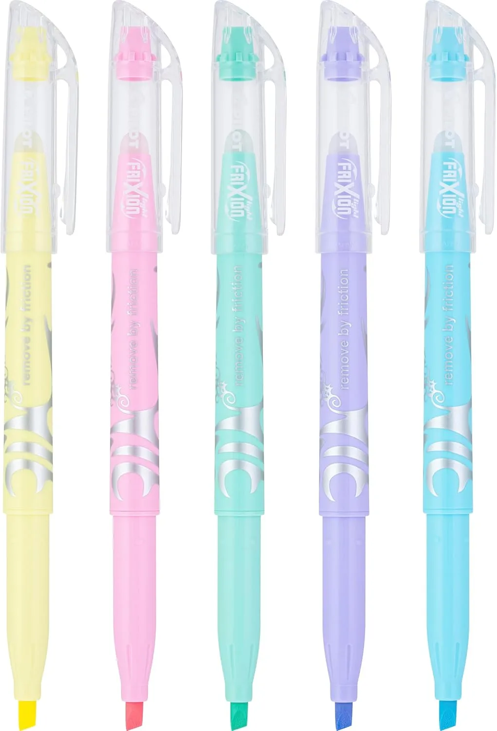 Pilot FriXion Light Pastel Erasable Highlighters, Pack of 5, Chisel Tip, Assorted Colors, 46543