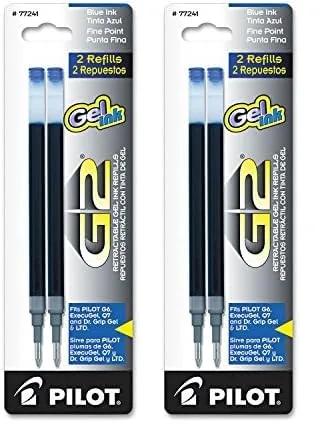 Pilot G2 Gel Refill, Fine Point, 0.7mm, Blue Ink, Pack of 2 Refills