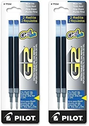 Pilot G2 Gel Refill, Fine Point, 0.7mm, Blue Ink, Pack of 2 Refills