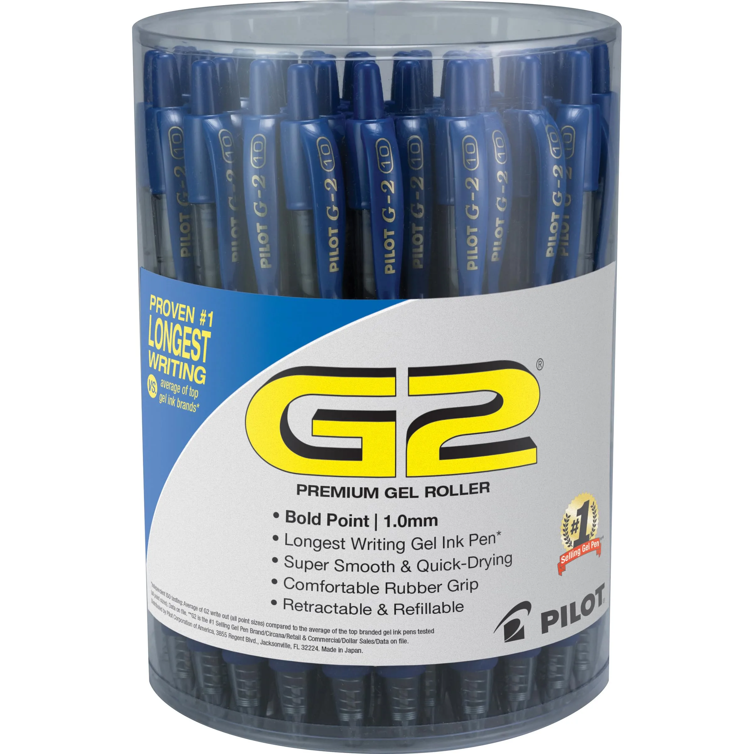 PILOT G2 Premium Gel Pen, Retractable, 1.0 mm Bold, Blue, 36 Count