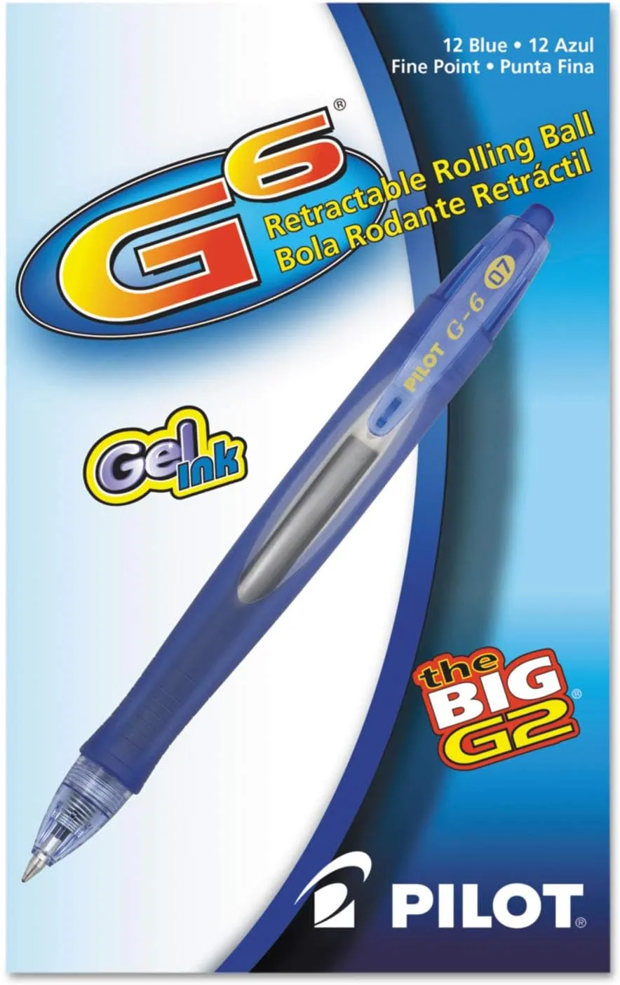 Pilot G2 Premium Gel Roller Pens, Fine Point 0.7 mm, Blue Ink, Pack of 12