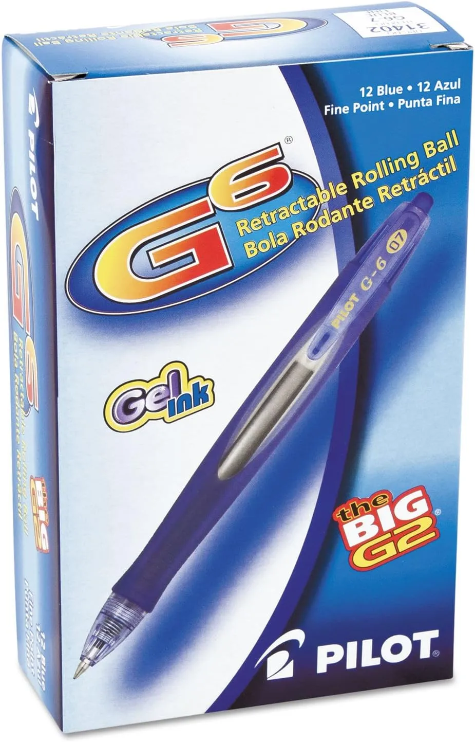 Pilot G2 Premium Gel Roller Pens, Fine Point 0.7 mm, Blue Ink, Pack of 12